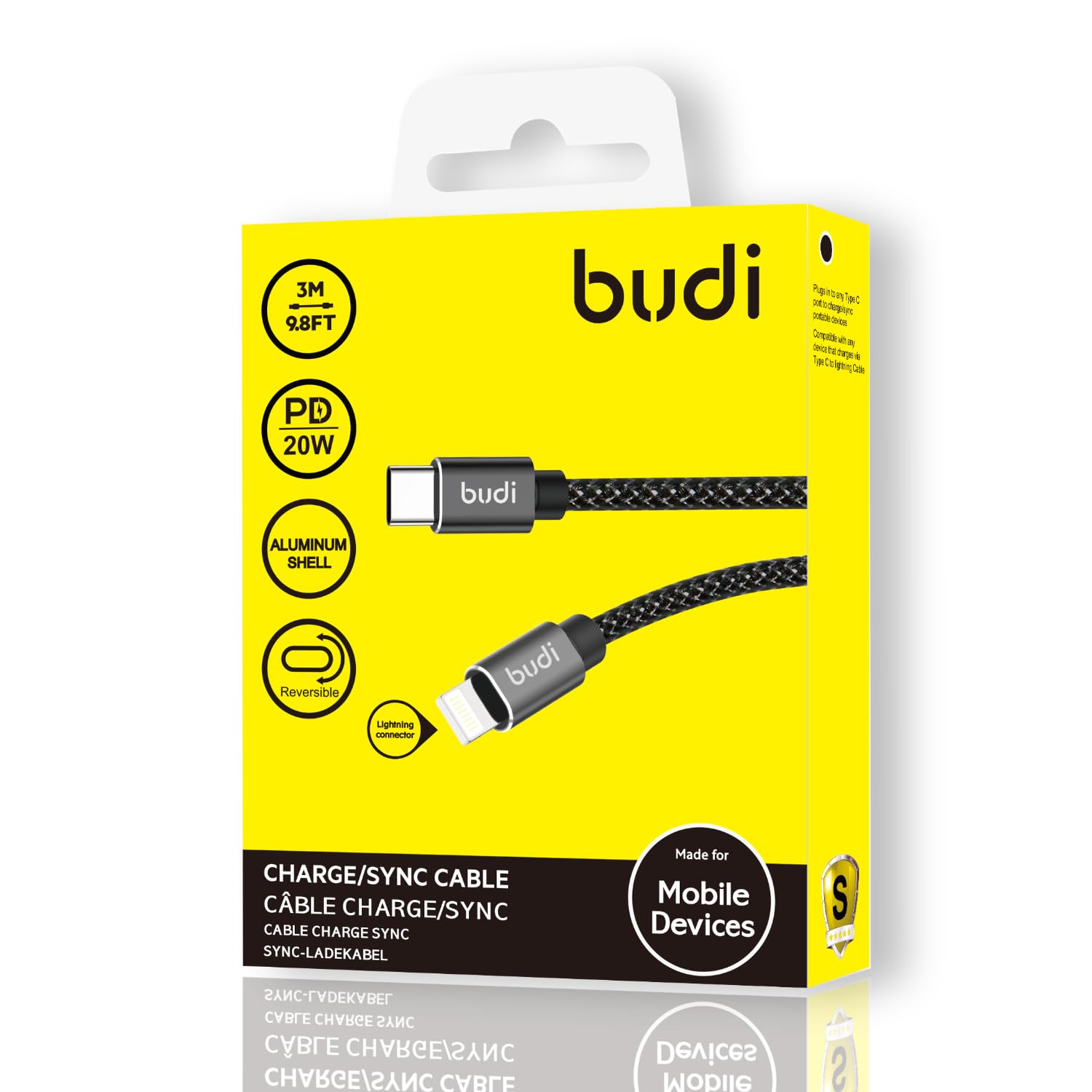 Budi Type C To Lightning Cable 2M Braided
